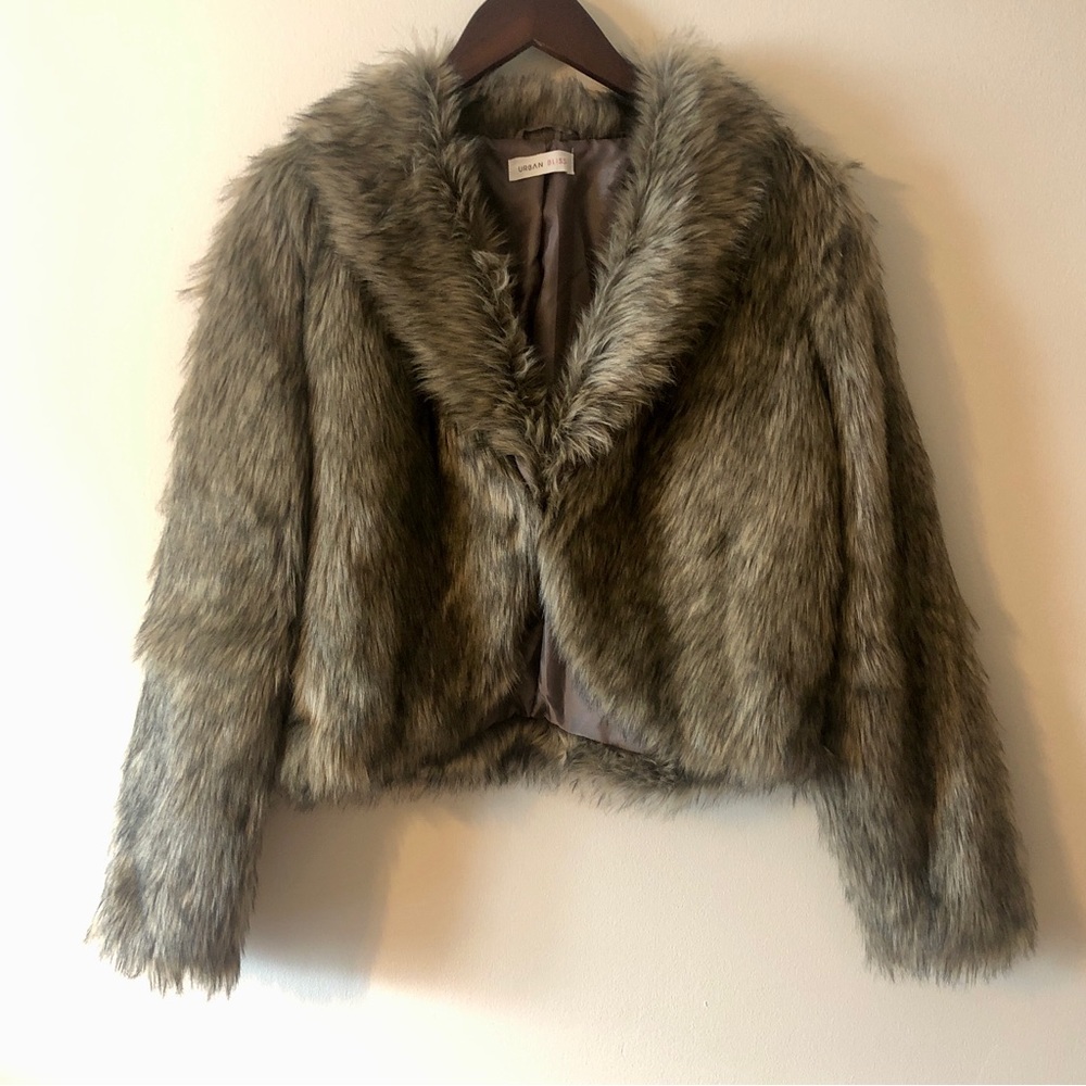 Brown Cropped Fur Bolero Coat